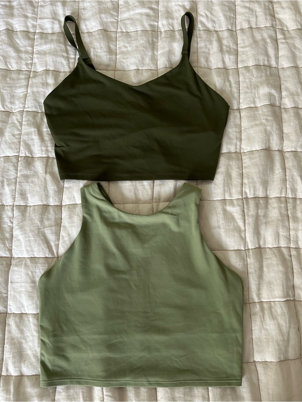 Athleta Green Workout Top Bundle Size Small – 2 Cropped Tanks / Sports Bra Tops